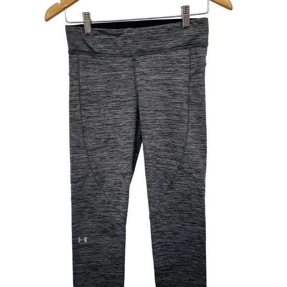 Under Armour Cold Gear Leggings High Waisted Space Dye Gray Full Length Athletic - Picture 4 of 7